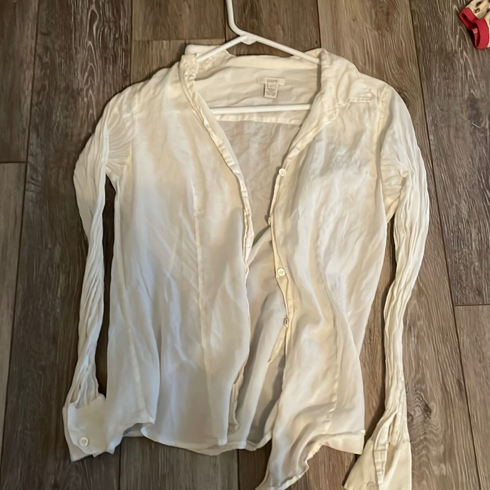 Sheer Cotton/Silk White J. Crew Button Up
